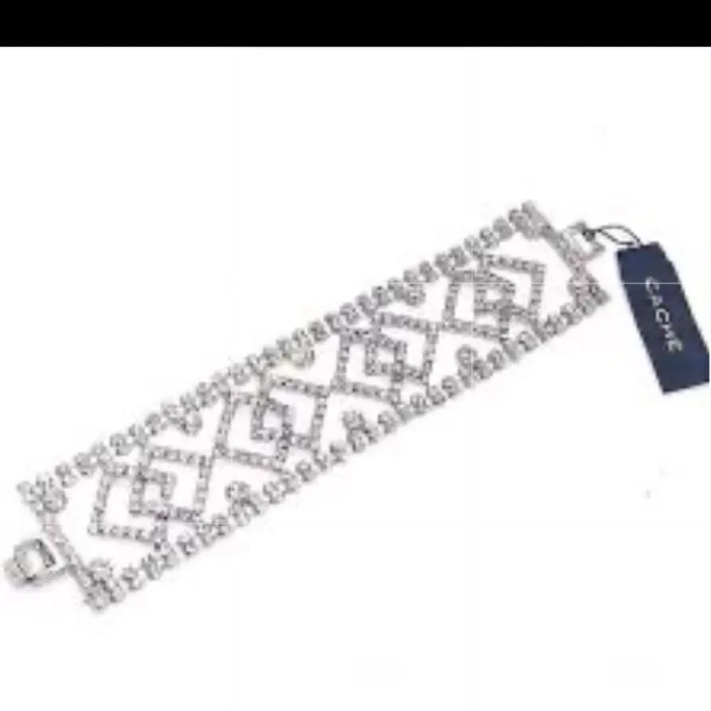 Cache fancy rhinestone wide silver tennis bracelet